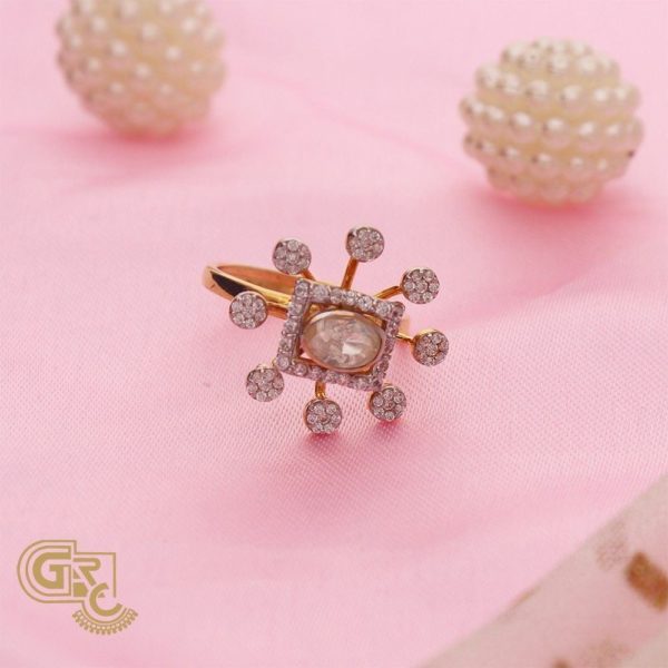 Glitter Fancy Stone Rose gold Ladies Ring Glitter Fancy Stone Rose gold Ladies Ring