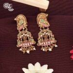 Lakshmi Annam Stone Antique Model 22K Gold Drop Stud Lakshmi Annam Stone Antique Model 22K Gold Drop Stud