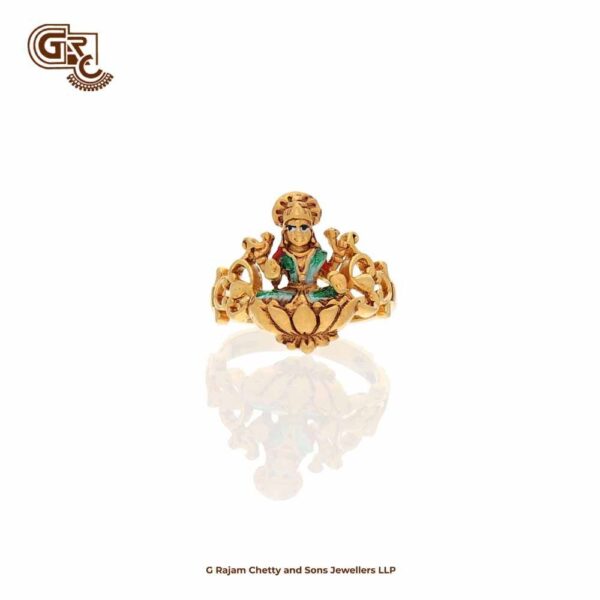 Multi Colour Ganesha 22K Gold Ring Multi Colour Ganesha 22K Gold Ring