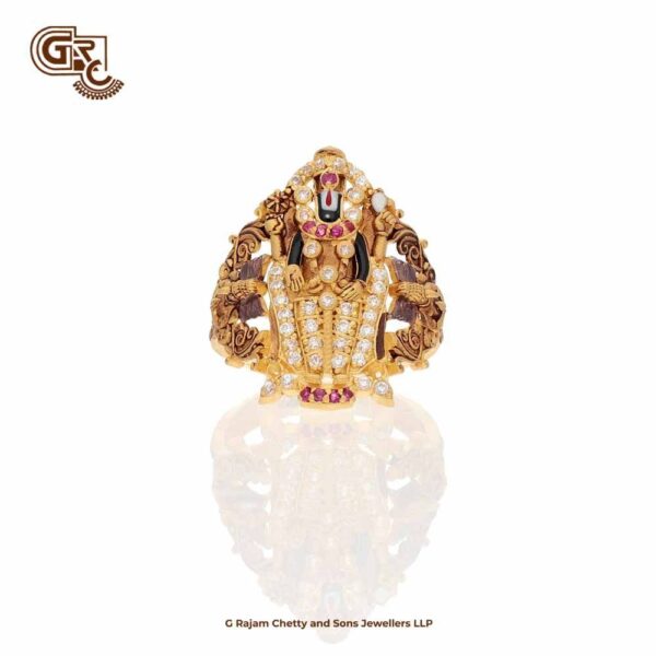Multi Colour Ganapathy 22K Gold Ring Multi Colour Ganapathy 22K Gold Ring