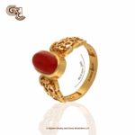Red Coral Elegant Floral Gents Ring Red Coral Elegant Floral Gents Ring