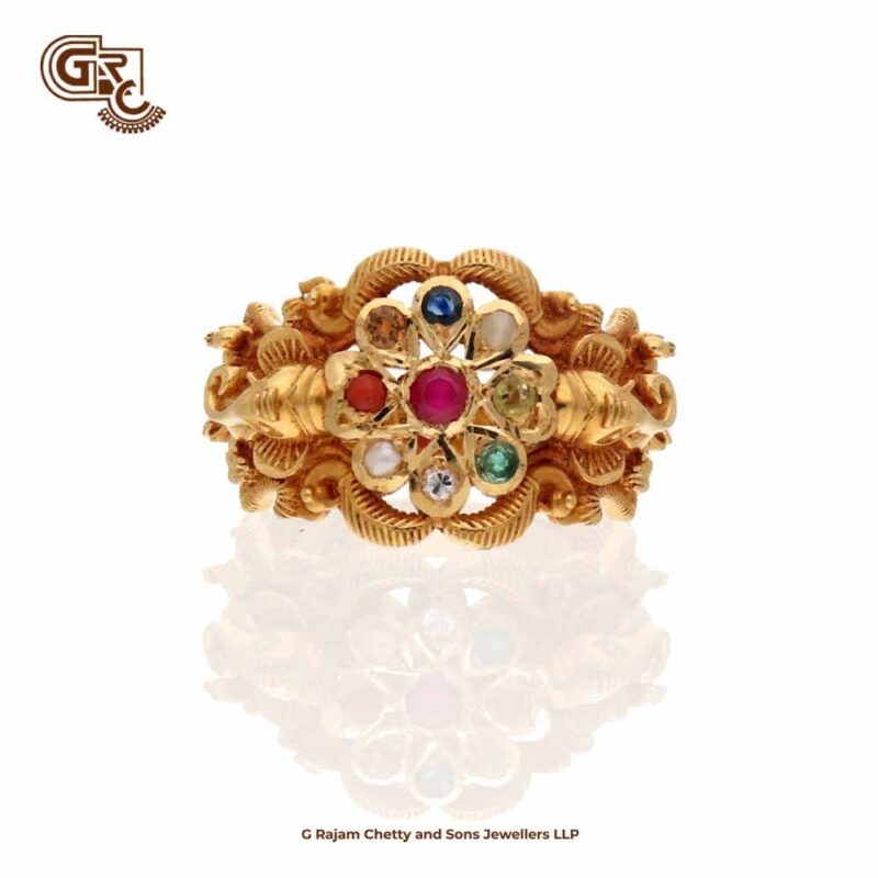 Navarathna Stone Ganesha Gents Ring