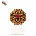 Kamalam Floral Red Stone Ring