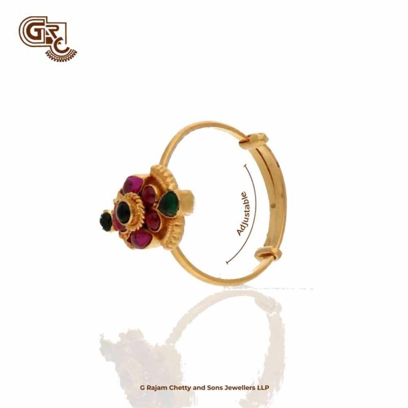 Floral Thilagam Pink Stone Ladies Ring