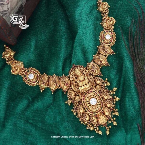 Antique Elegant Lakshmi Peacock Floral Necklace