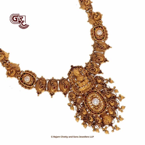 Antique Elegant Lakshmi Peacock Floral Necklace