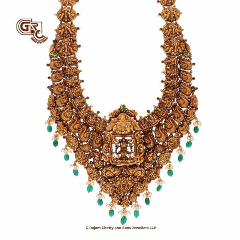 Lakshmi Antique Floral Green Beads Traditional Haram