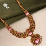 Antique Artfully Crafted Lotus Floral Lakshmi Haram Antique Artfully Crafted Lotus Floral Lakshmi Haram