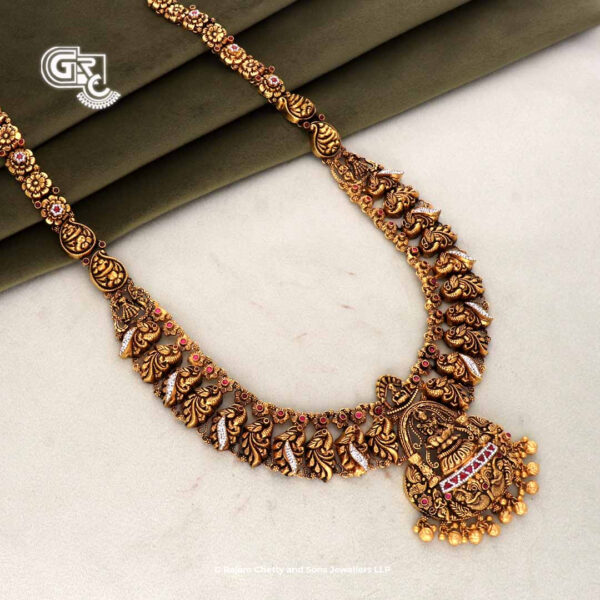 Lakshmi Antique Floral Peacock Beads Traditional Haram Lakshmi Antique Floral Peacock Beads Traditional Haram