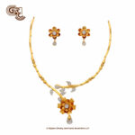 Flower Luxury Fancy Leaf Flower Stud With Necklace Flower Luxury Fancy Leaf Flower Stud With Necklace