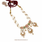 White Beads Color Gleaming Stone Floral Stud With Necklace White Beads Color Gleaming Stone Floral Stud With Necklace