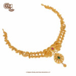 Fancy Floral Leaf Green Stone Stud With Necklace Fancy Floral Leaf Green Stone Stud With Necklace