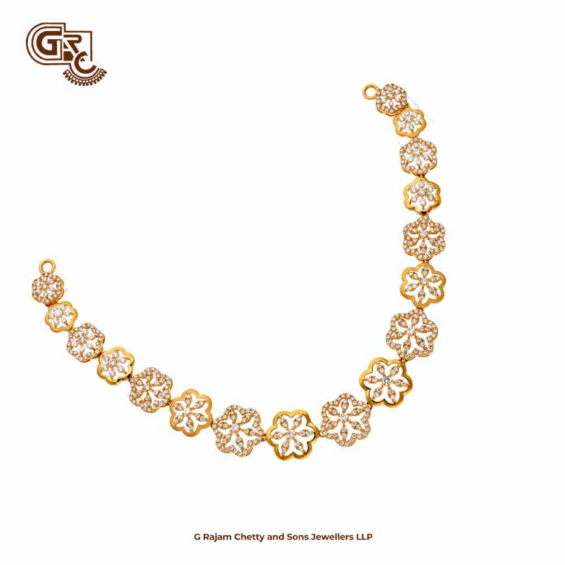 Kamalam Glitter Stone Floral Stud With Necklace