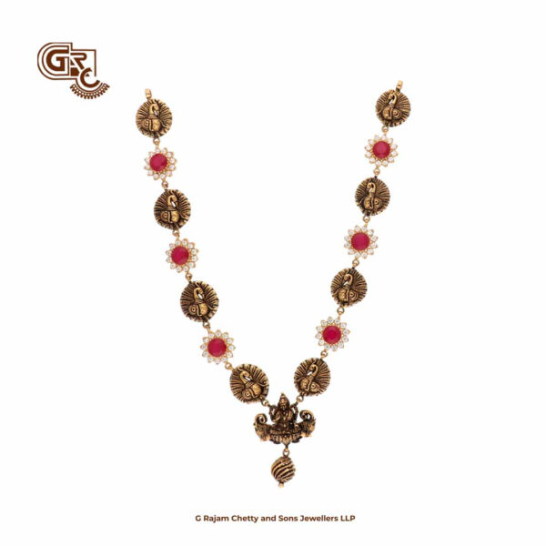 Antique Elegant Lakshmi Pink Stone Necklace Antique Elegant Lakshmi Pink Stone Necklace