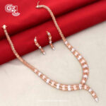 Spiral Glass Stone Rose Gold 18K Stud with Necklace Spiral Glass Stone Rose Gold 18K Stud with Necklace