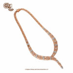 Spiral Glass Stone Rose Gold 18K Stud with Necklace Spiral Glass Stone Rose Gold 18K Stud with Necklace
