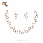 Circle Glass Gleaming Stone Rose Gold 18K Stud With Necklace Circle Glass Gleaming Stone Rose Gold 18K Stud With Necklace