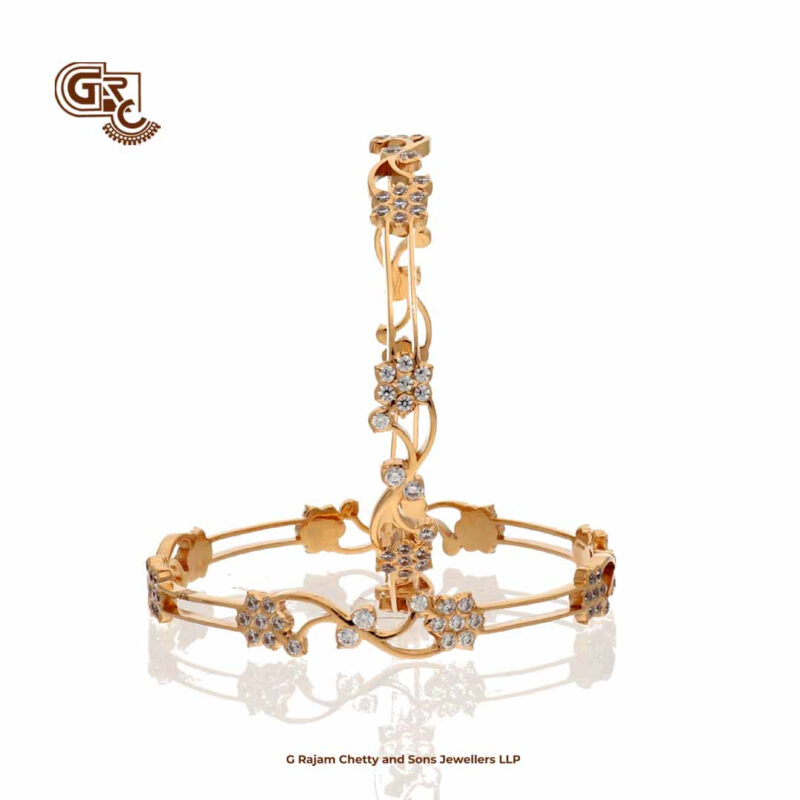Glitering Stone Floral Fancy Bangles