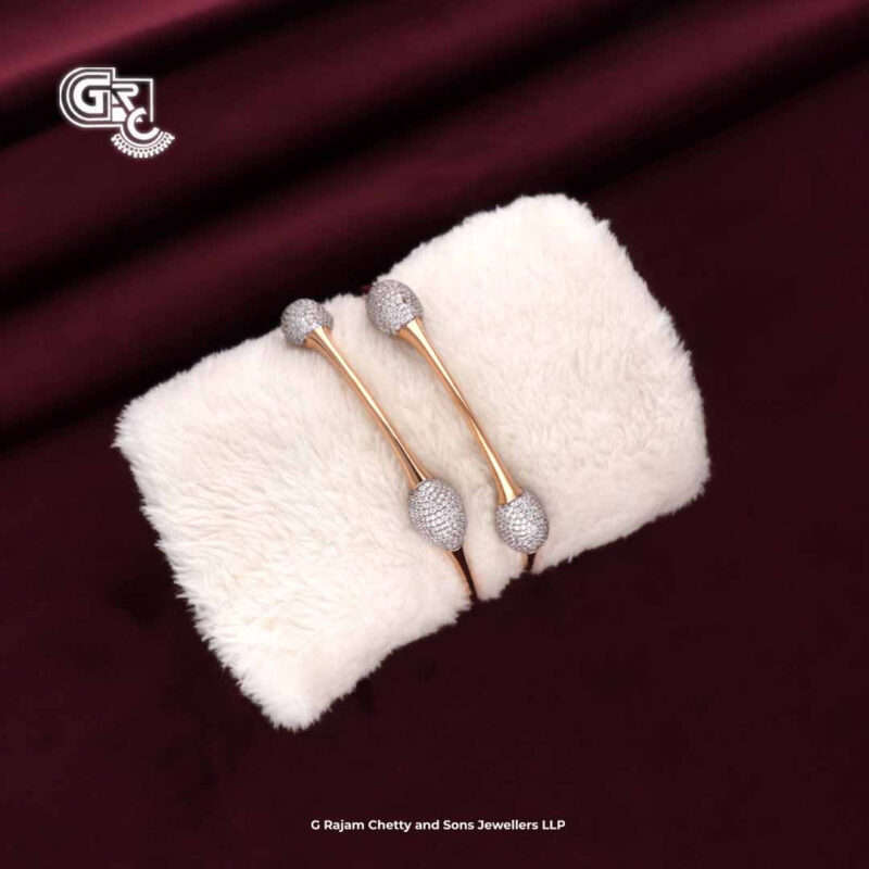 Glitering Fancy 18K Rose Gold Bangles