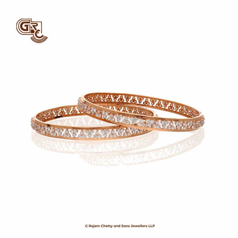 Glitering Stone Traditional 18K Rose Gold Bangles