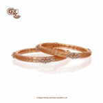 Traditional Glitering Stone 18K Rose Gold Bangles