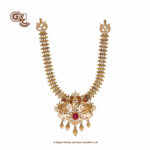 Gold Beads Kamalam Ruby Stone Luxury Stud and Necklace