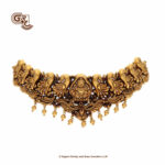 Antique Lakshmi Peacock Floral Gold Beads Necklace Antique Lakshmi Peacock Floral Gold Beads Necklace