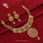 Kamalam Ruby & Green Stone Luxury Stud and Necklace