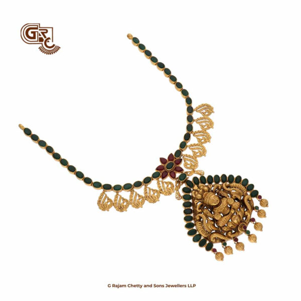 Green Stone Antique Lakshmi Necklace Green Stone Antique Lakshmi Necklace