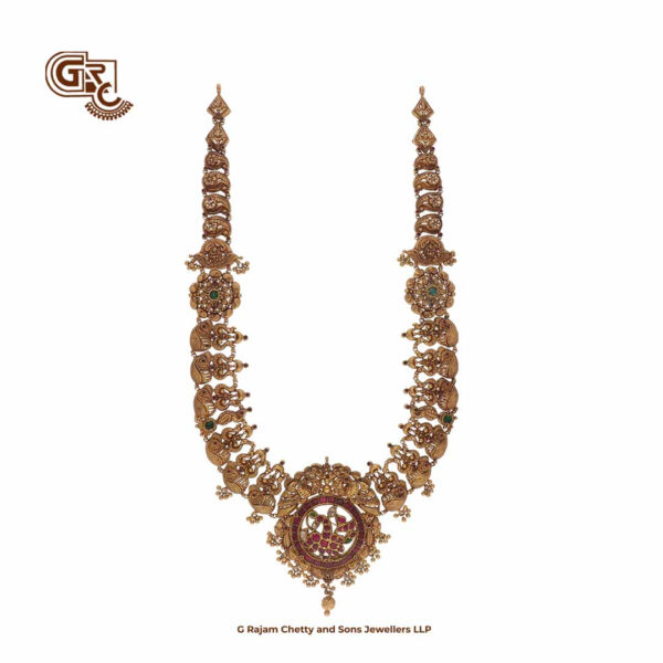 Antique Floral Manga Peacock Ruby Stone Traditional Haram Antique Floral Manga Peacock Ruby Stone Traditional Haram