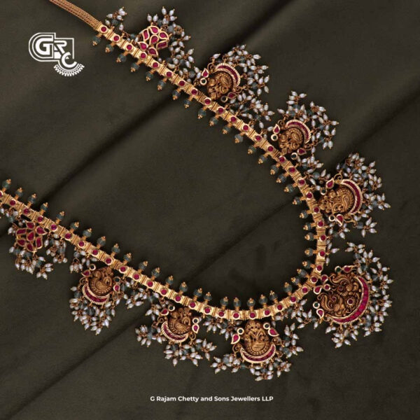 Luxury Ruby Stone & Beads Peacock Fancy Haram Luxury Ruby Stone & Beads Peacock Fancy Haram