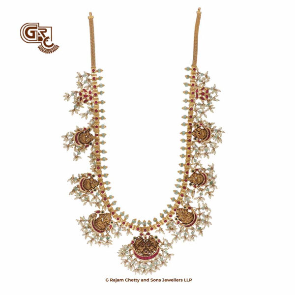 Luxury Ruby Stone & Beads Peacock Fancy Haram Luxury Ruby Stone & Beads Peacock Fancy Haram