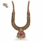 Antique Lakshmi Peacock Floral Green Beads Traditional Haram Antique Lakshmi Peacock Floral Green Beads Traditional Haram