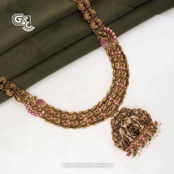 Antique Lakshmi Floral peacock Traditional Haram Antique Lakshmi Floral peacock Traditional Haram
