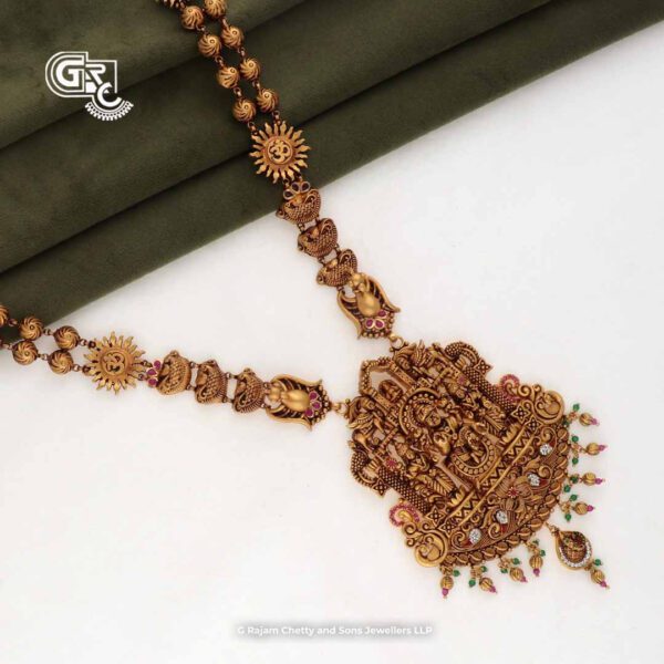 Antique Lakshmi Floral Gold Beads Traditional Haram Antique Lakshmi Floral Gold Beads Traditional Haram