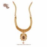 Floral Antique Lakshmi Pendant Traditional Haram Floral Antique Lakshmi Pendant Traditional Haram