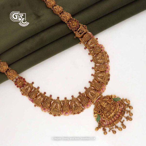 Antique Lakshmi Floral Gold Beads Traditional Haram Antique Lakshmi Floral Gold Beads Traditional Haram