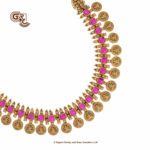Antique Lakshmikasu Pink Stone Traditional Necklace and Stud Antique Lakshmikasu Pink Stone Traditional Necklace and Stud