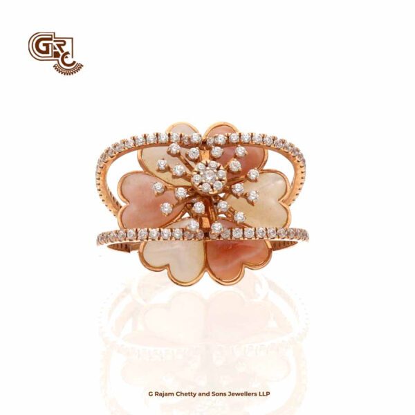 Fancy Stone Flower Rose gold Ladies Ring Fancy Stone Flower Rose gold Ladies Ring