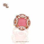 Fancy Glitering Pink Stone Rose gold Ladies Ring