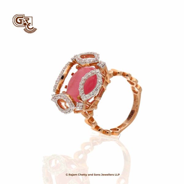 Fancy Glitering Pink Stone Rose gold Ladies Ring