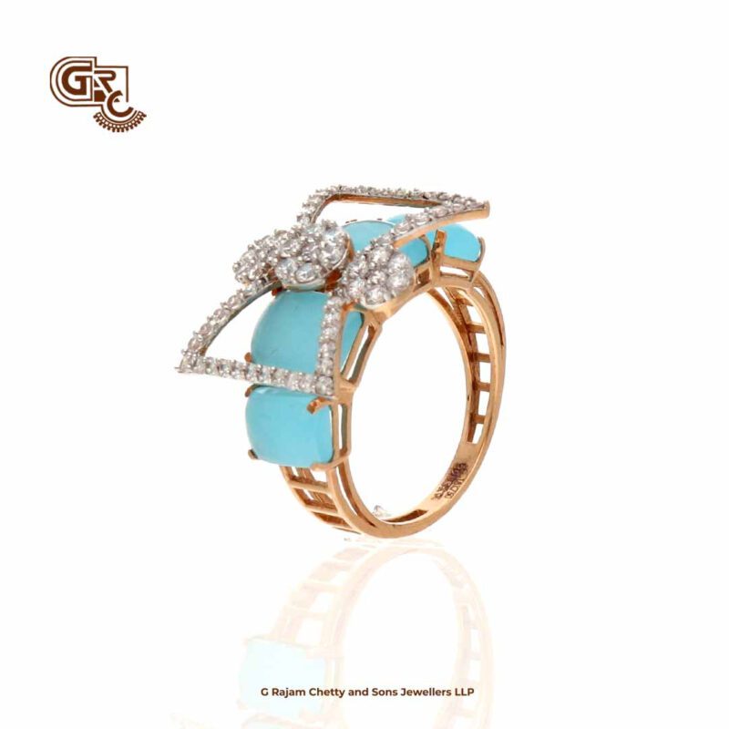 Fancy Blue Stone Rose gold Ladies Ring