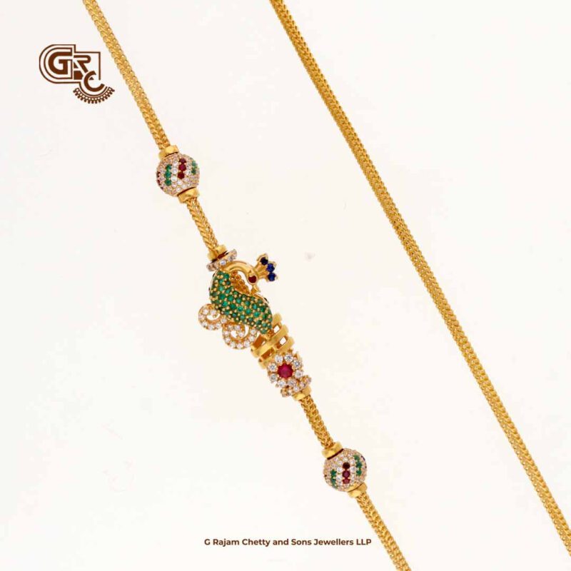 Elegant Peacock Glitering Stone Magappu Thali Chain