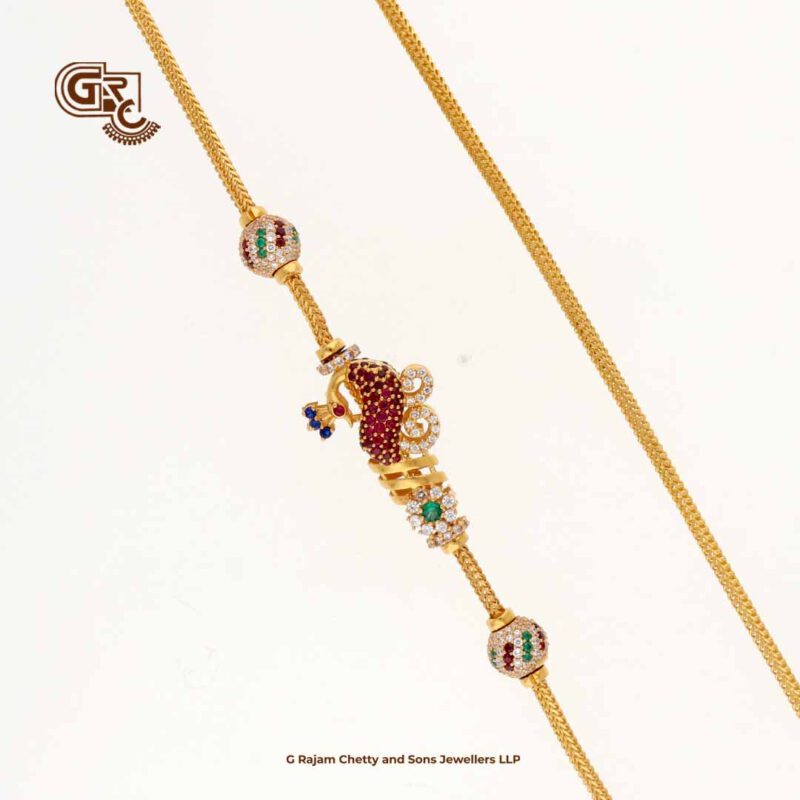 Elegant Peacock Glitering Stone Magappu Thali Chain