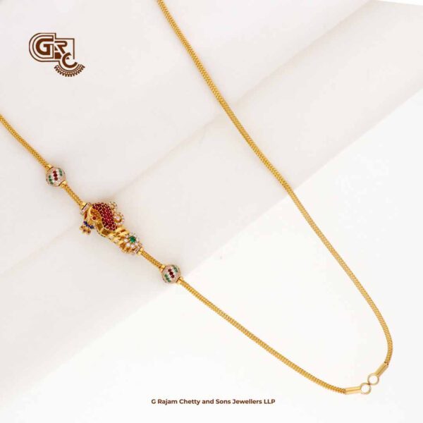 Elegant Peacock Glitering Stone Magappu Thali Chain Elegant Peacock Glitering Stone Magappu Thali Chain