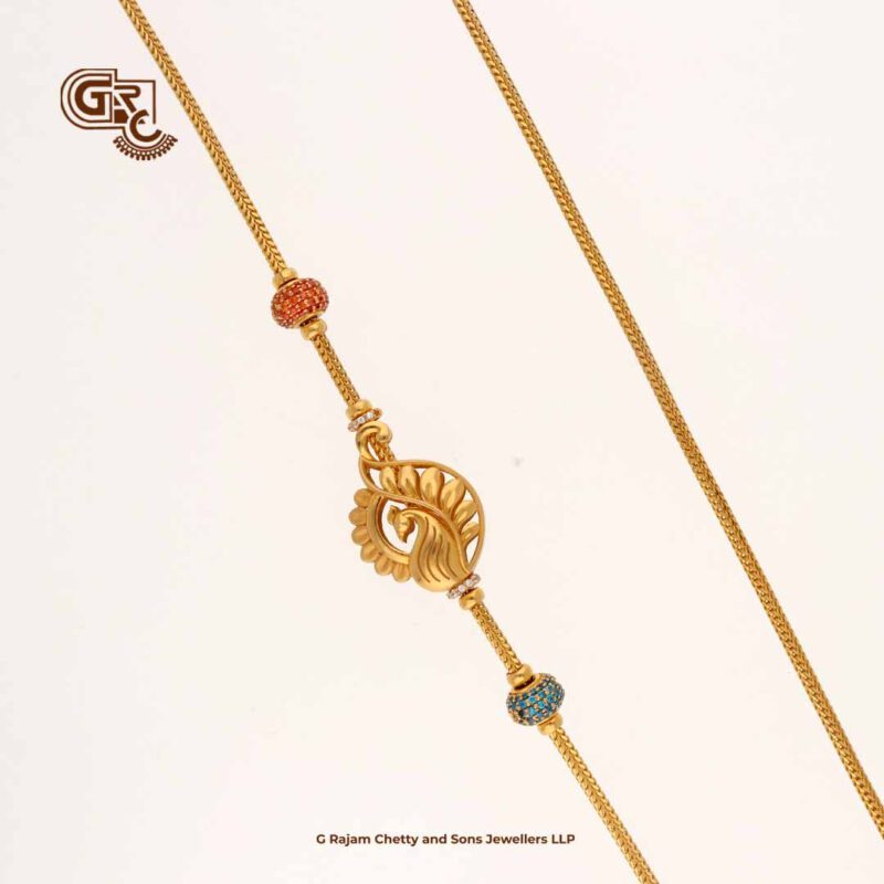 Elegant Uniques Ball Stone Peacock Magappu Thali Chain