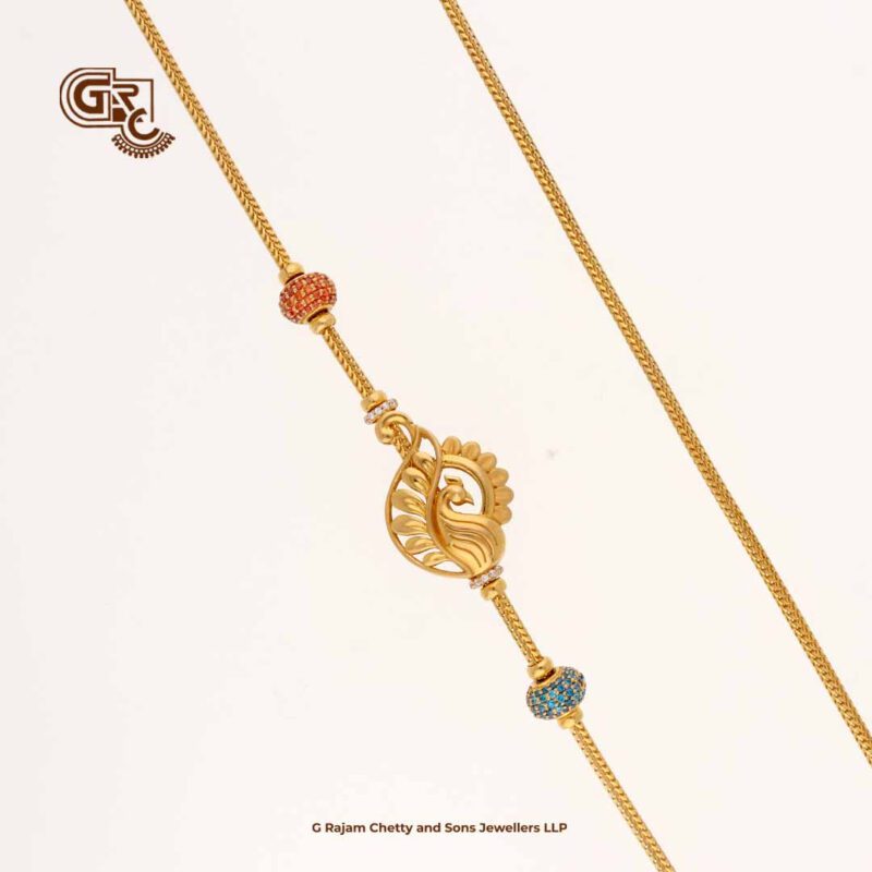 Elegant Uniques Ball Stone Peacock Magappu Thali Chain