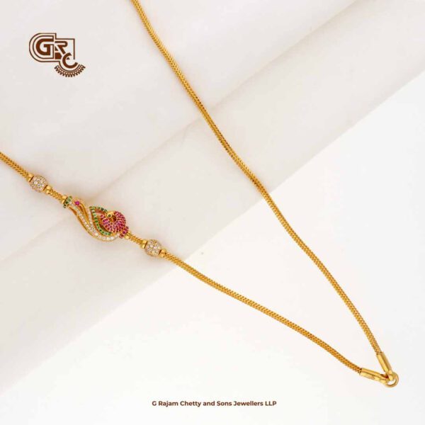 Uniques Fancy Peacock Glittering Stone Magappu Thali Chain Uniques Fancy Peacock Glittering Stone Magappu Thali Chain