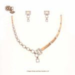 Glitter Stone Square Fancy 18K Necklace With Earring Glitter Stone Square Fancy 18K Necklace With Earring