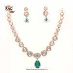 Glitter Stone Green Pentant Fancy 18K Necklace With Earring Glitter Stone Green Pentant Fancy 18K Necklace With Earring